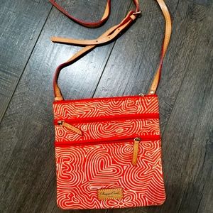 Orange fabric crossbody bag